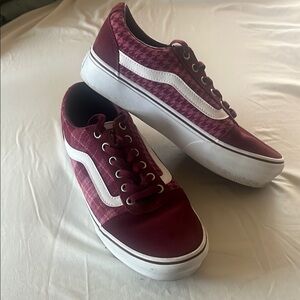 Vans Burgundy and White Sneakers